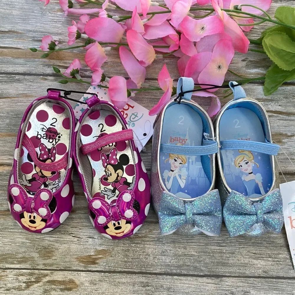 BABY Disney Cinderella & Polka Dot Mini Mouse Princess Shoes 2-Pack Size 2